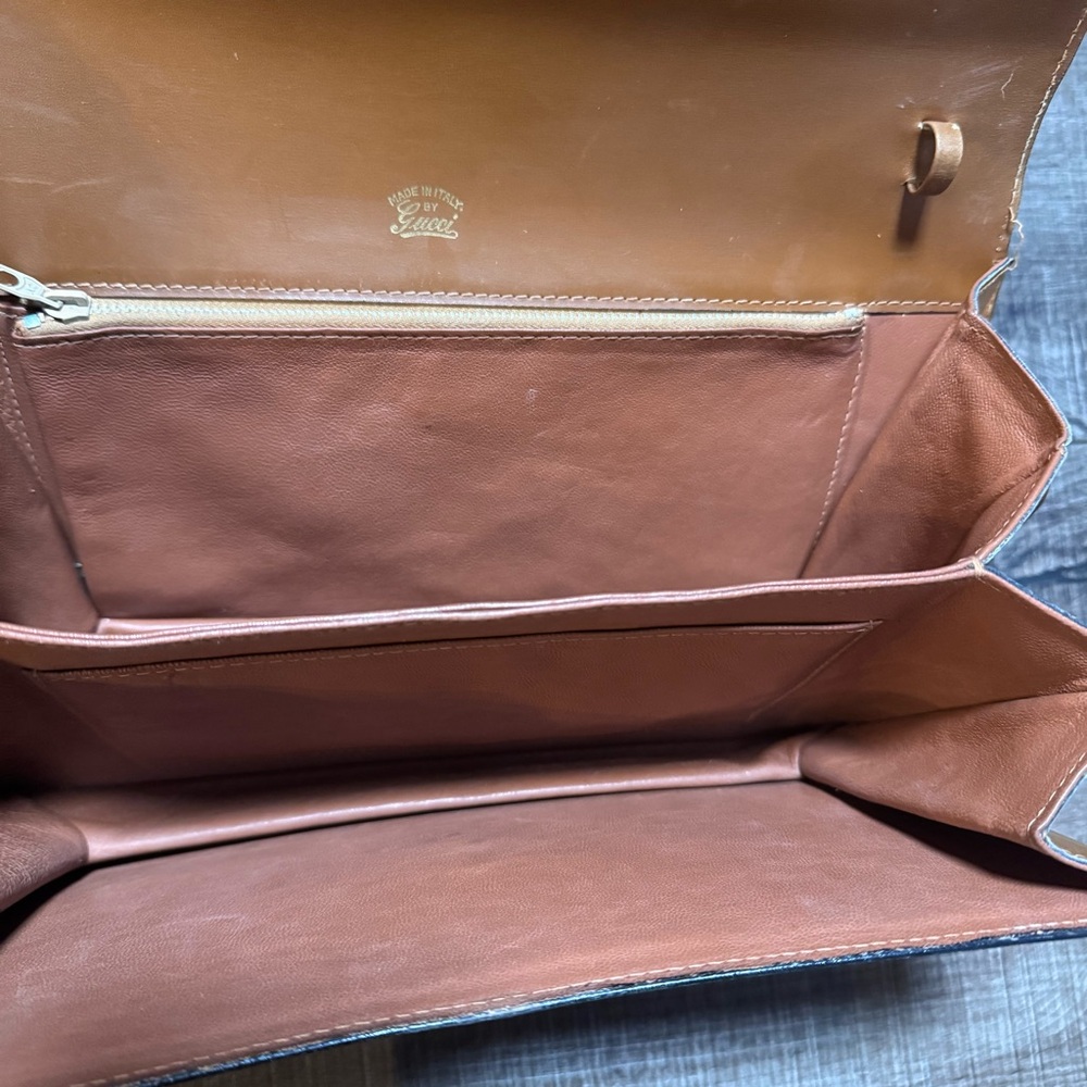 vintage Gucci brown lizard skin clutch bag with Silver Detail - Picture 7 of 8